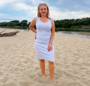 sukienka CLEO - jasny szary melanż