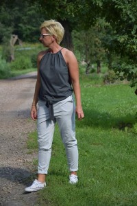 spodnie MIKA - jasny szary melanż